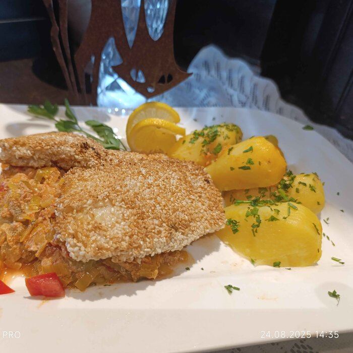 Heilbuttfilet in Sesam gebraten 