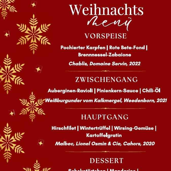 Weihnachtsmenü mit Fleisch und Fisch