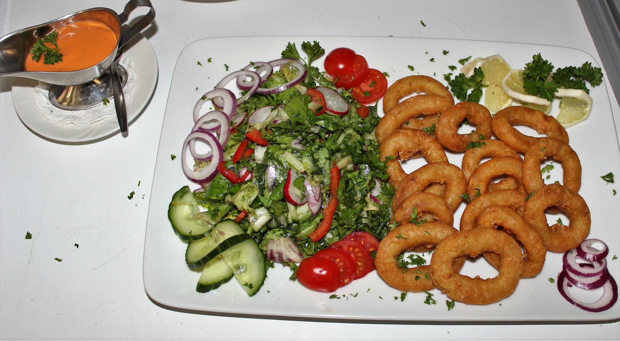 Tintenfischringe Salat