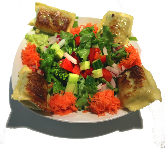 Frische Maultaschen "Ricotta-Gemüse-Füllung auf Buntem  Salat (8  A  E  G  J)V