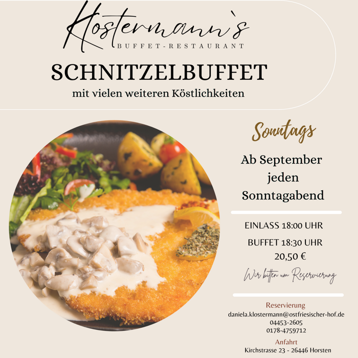 Sonntags Abends Klostermanns Schnitzelbuffet
