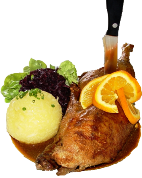 Strasser´s Grillente mit Knödel und Blaukraut