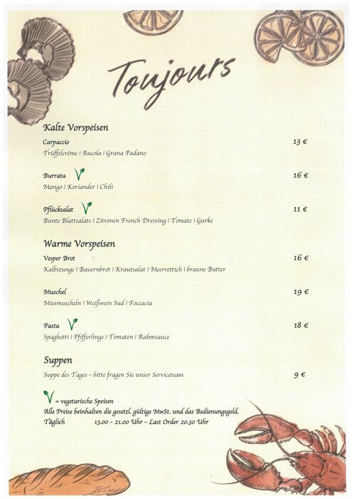 Toujours - Vorspeisen, Pasta & Suppe