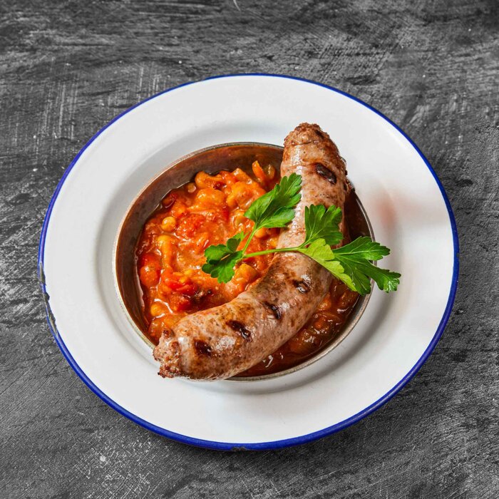 Small Boerewors & Chakalaka
- Homemade South African Sausage of beef & bacon
