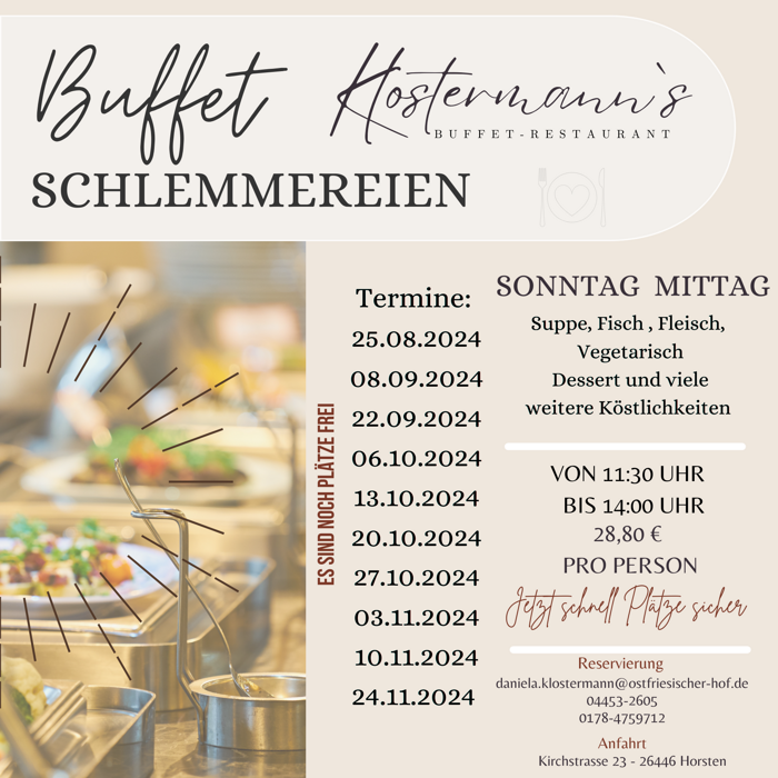 Sonntag mittags Klostermanns Buffet 